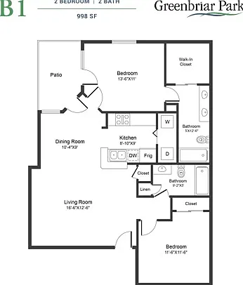B1R - 2x2 Floor Plan B1R - 2x2 Floor Plan