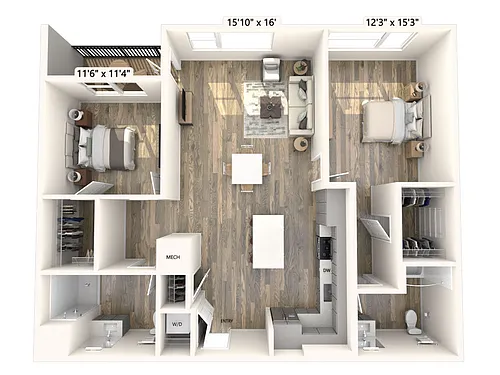 Floor plan B5-2BR-2BA-1314sf
