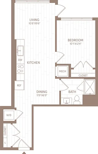 Floor plan 1 Bed/1 Bath-A7
