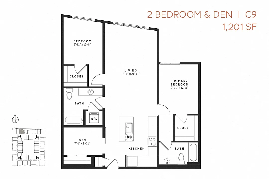 Floor plan Two Bedroom Den C9