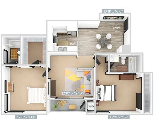 Floor plan Q_2B2B_877SF_413-Premier
