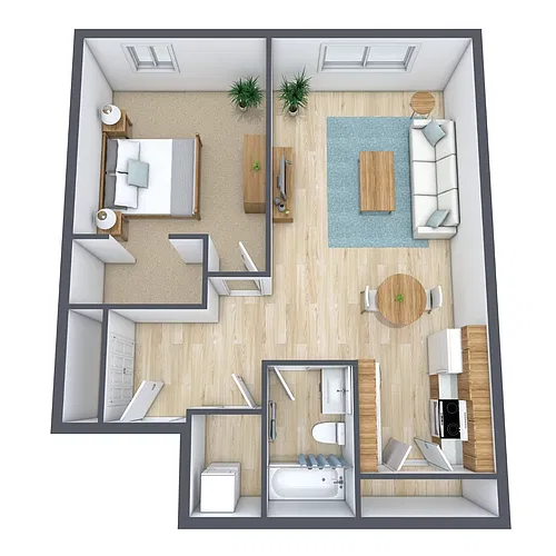 Floor plan One Bedroom 11E