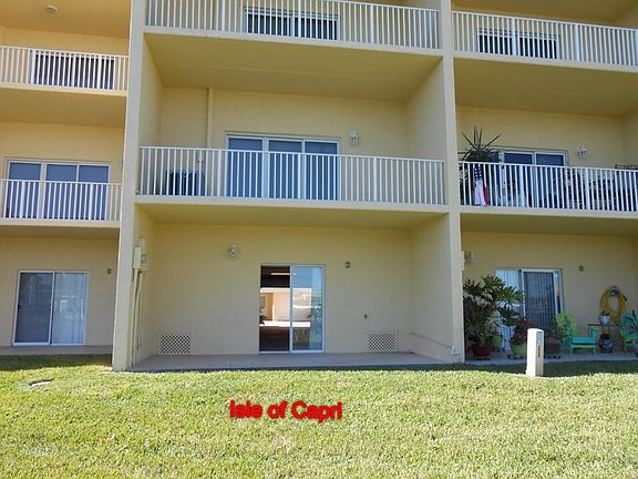 View of balaconies and patio off of canal.