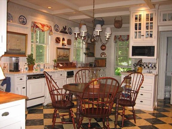 Upscale kitchen with fireplace