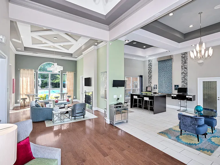 Clubroom with coffee and work stations
