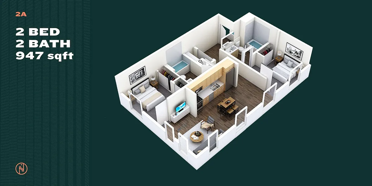 Floor plan Two Bed Two Bath A