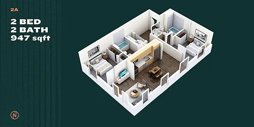 Floor plan Two Bed Two Bath A