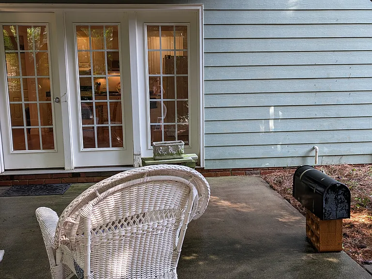 From the patio looking into the French doors that access the rental