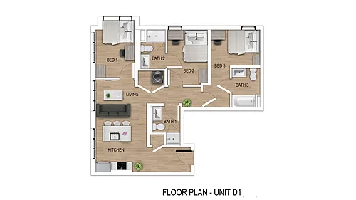 Floor plan D1 - 3X3