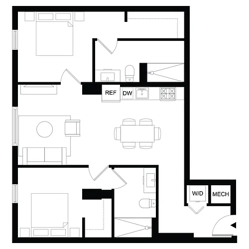 Floor plan B4 - Furnished