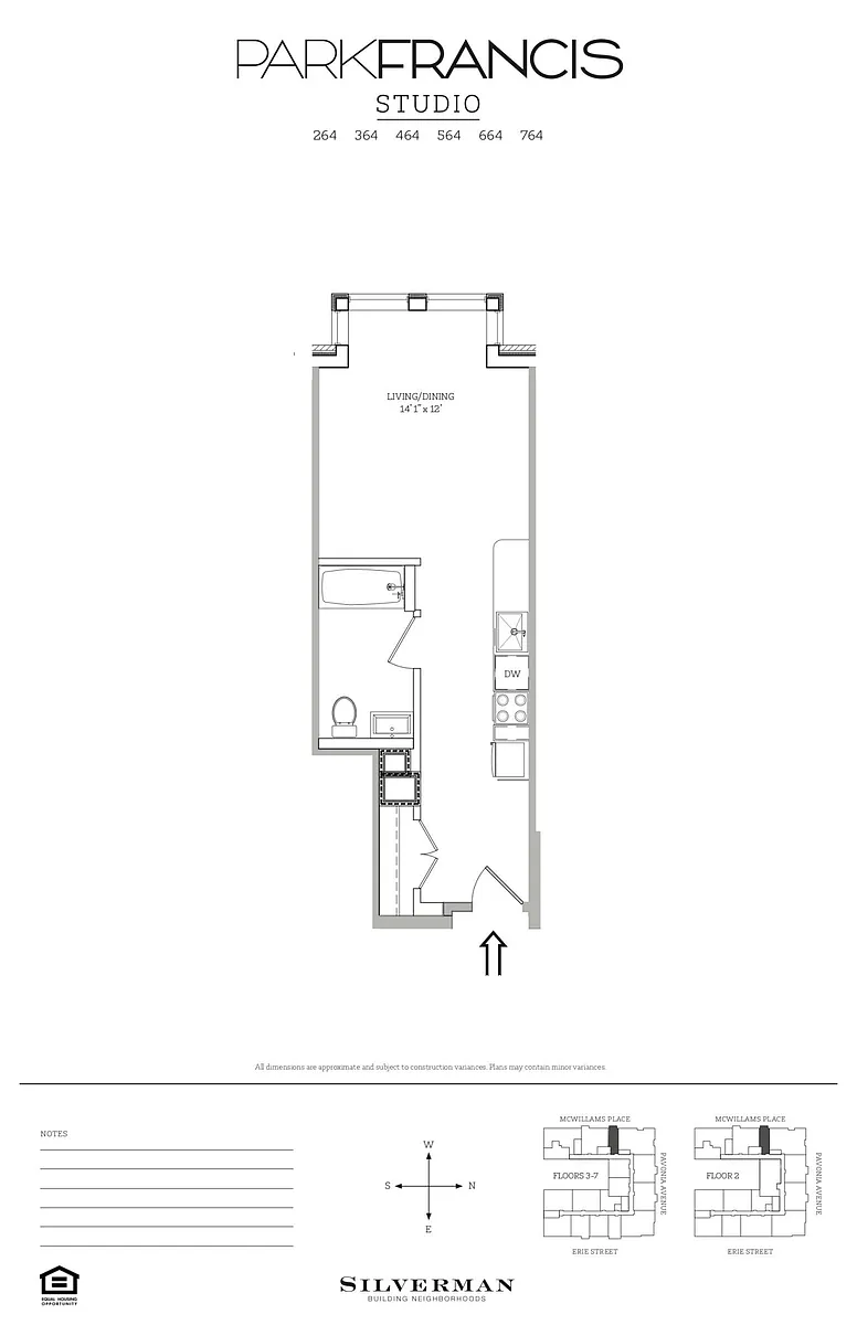 Floor plan Studio with Park Views 64 Line