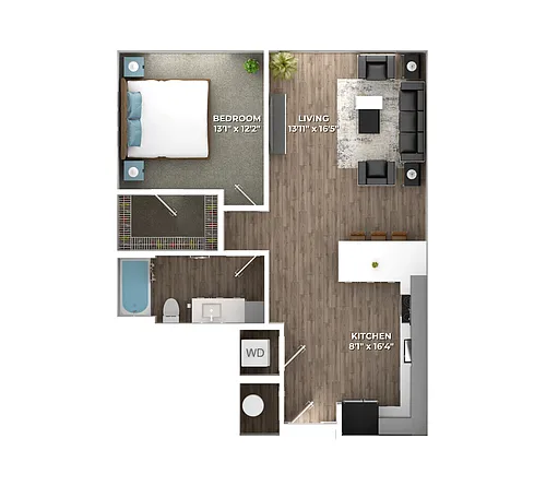 Floor plan One Bedroom A4