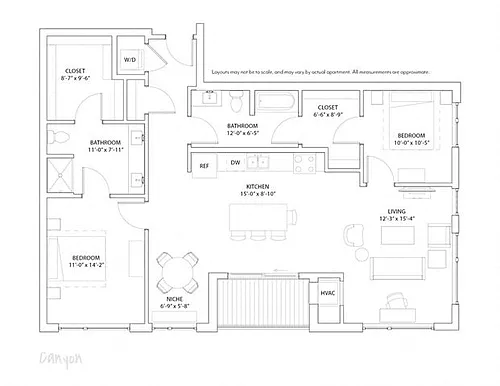 Floor plan 2 Bed 2 Bath Canyon