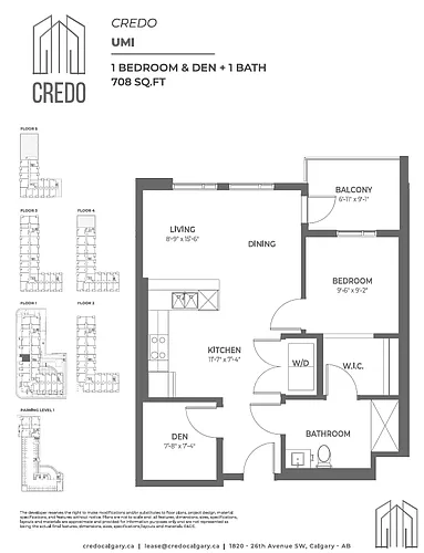 Floor plan 1 Bedroom + Den