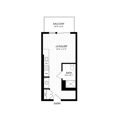 Floor plan Studio - Regular 345 sqft