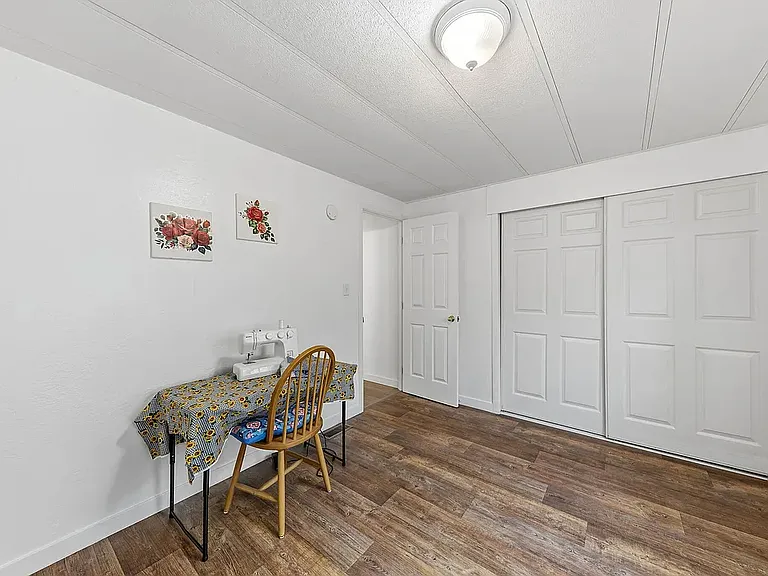 Bedroom, has a large closet. new flooring, freshly painted