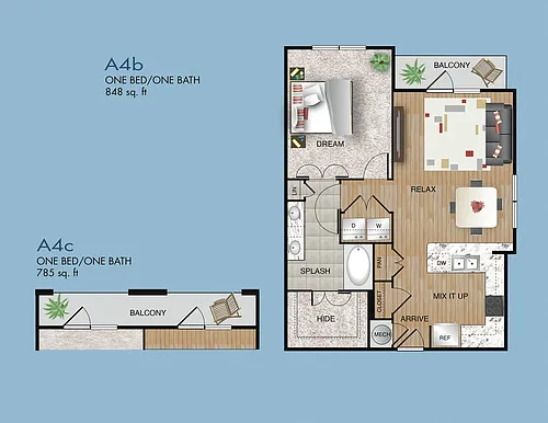 Floor plan A4b and A4c