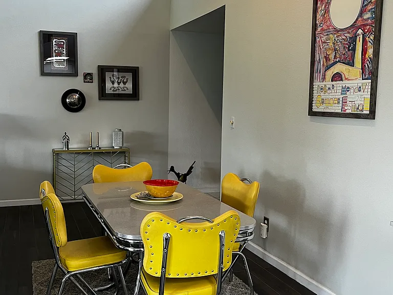 Dining table in front great room