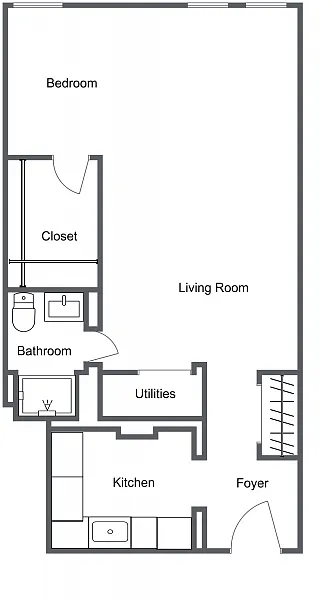 Floor plan Junior 1 Bedroom Type F