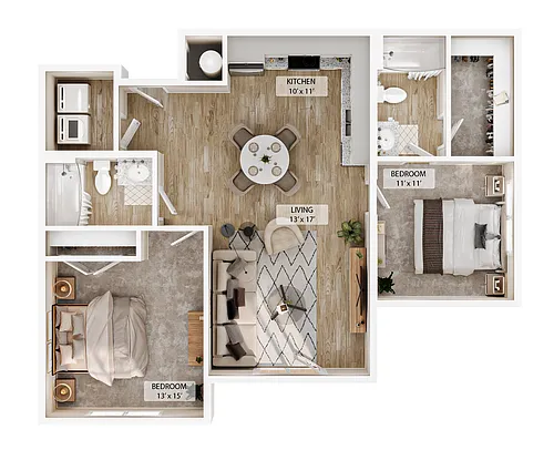 Floor plan 2-2BR Cove Courtyard