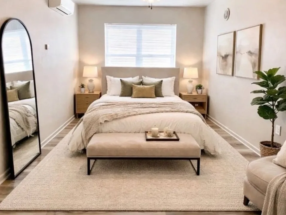 This 587 sq. ft. one-bedroom offers plenty of space for comfortable living.
