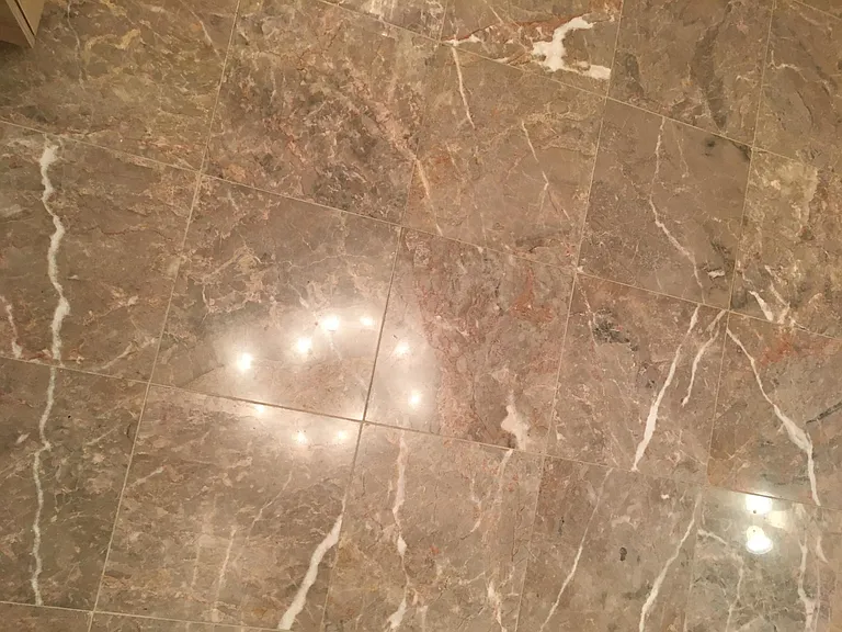 Marble floor in the kitchen and bathroom.