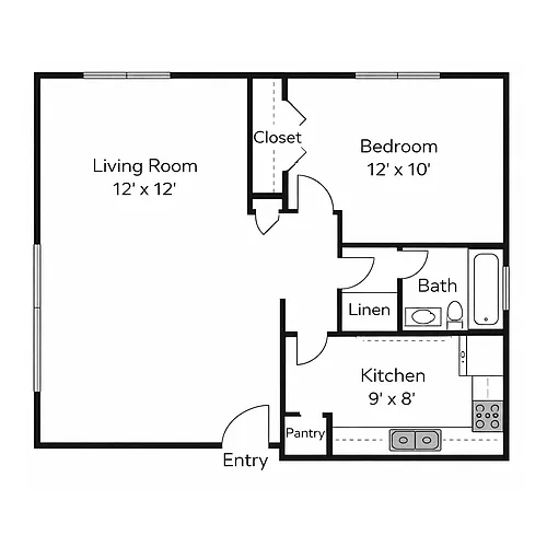 Floor plan 1 Bedroom 1 Bathroom