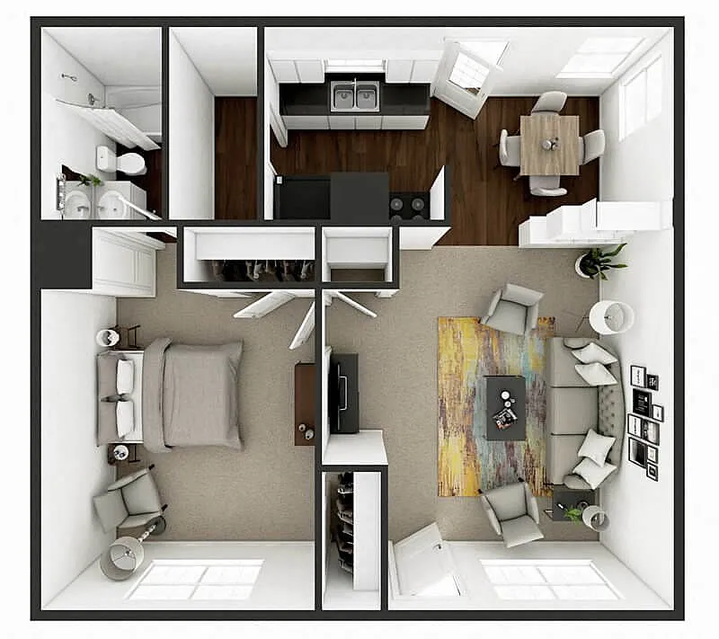 Floor plan One Bedroom One Bath
