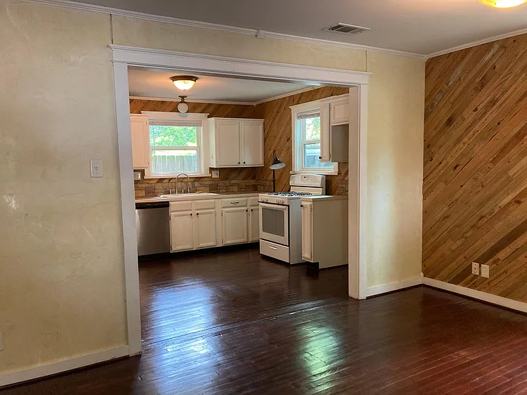 View of kitchen from living room