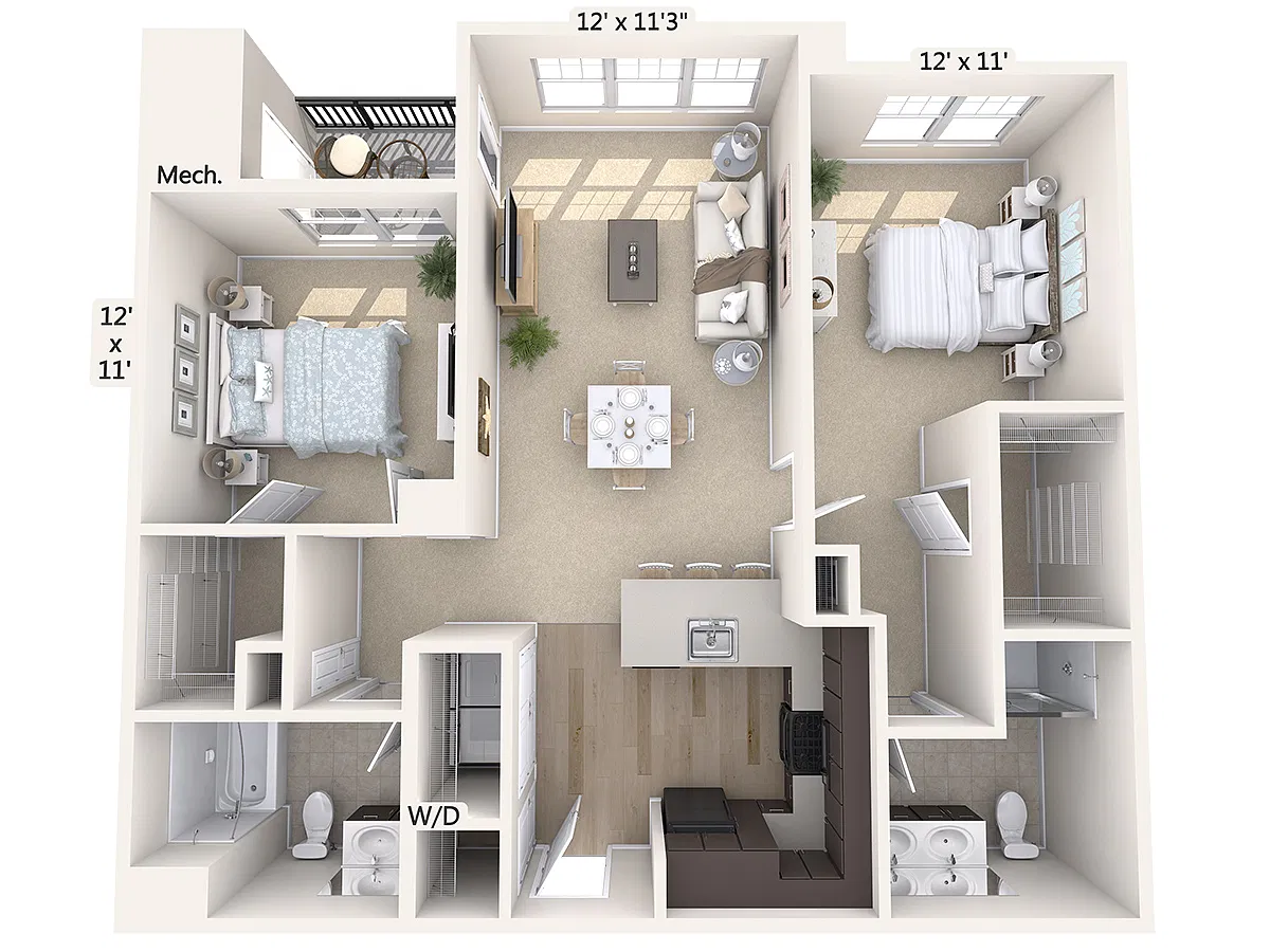Floor plan B1-1098sf-Black