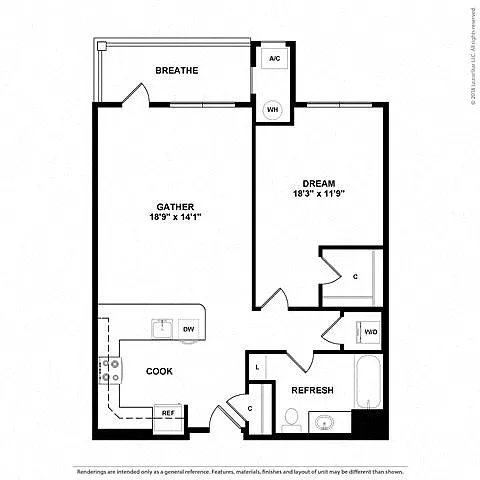 Floor plan 1N w/ Balcony