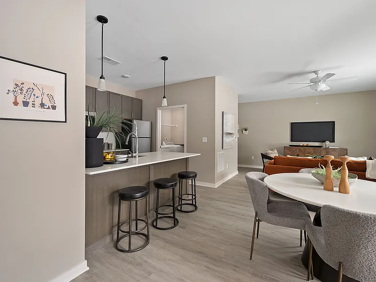 Kitchen to Dining Room and Living Room Layout at Vicinity