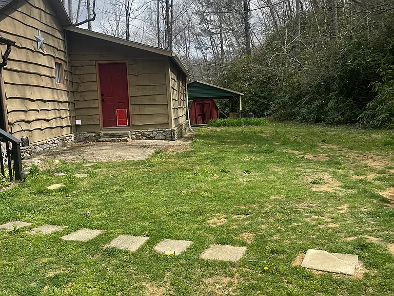 Side yard and shared laundry entrance