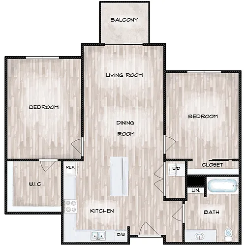 Floor plan 2 Bed 1 Bath A