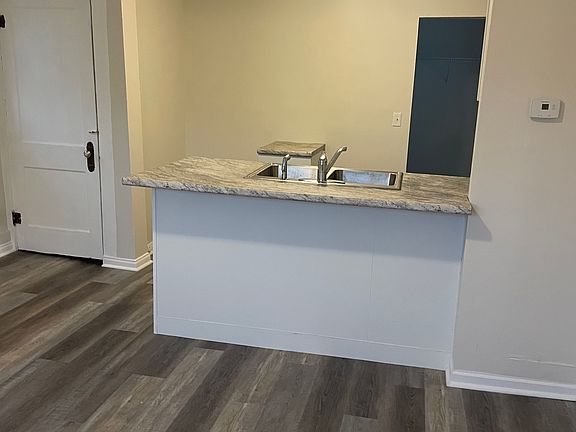 Looking into the open concept kitchen