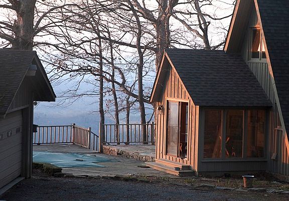Looking from the drive past the house to the view.