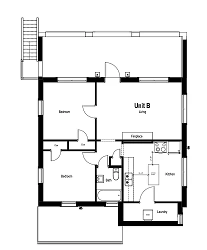 Floor plan 9612 2BD 1BA Second Floor