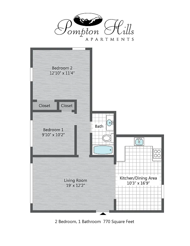 Floor plan 2BR/1BA