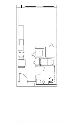 Floor plan Studio 1 Bath S4 Type A