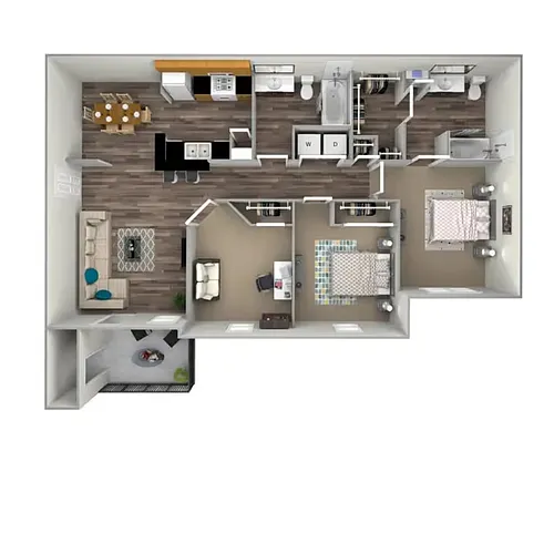 Floor plan B1 | 2 Bed | 2 Bath