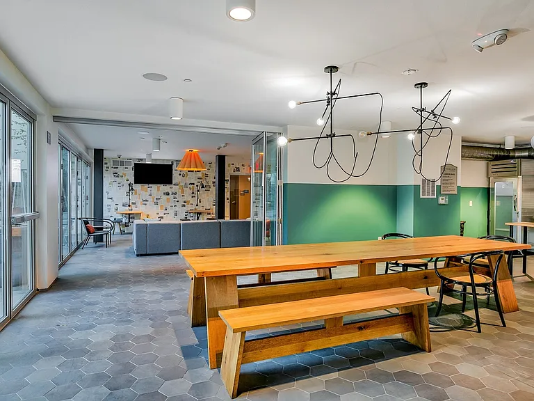 Resident lounge with kitchen and bar
