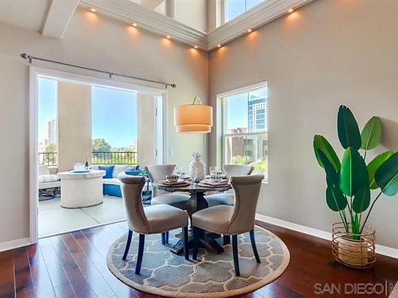 Dining area looking onto outside balcony