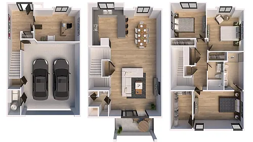 Floor plan 3 Bed/2.5 Bath + Home Office, Three Story Townhome
