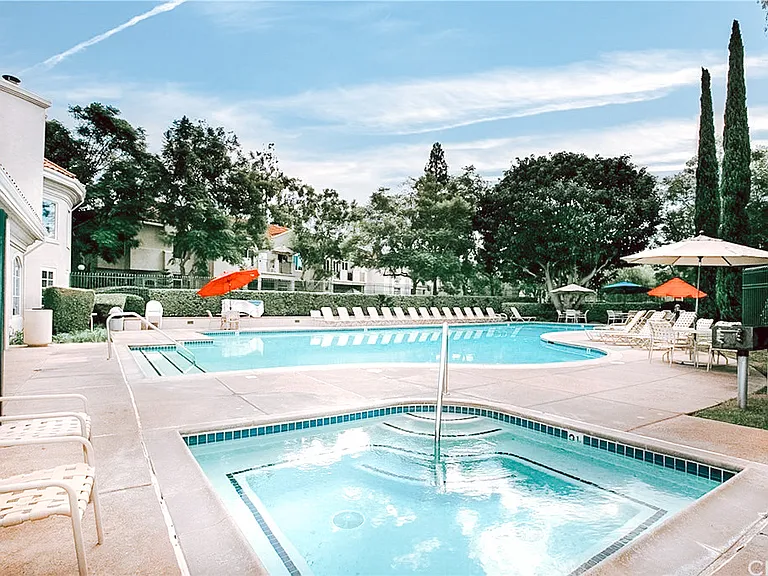 One of the two community areas with pool and hot tub