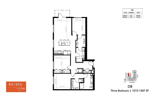 Floor plan Three Bedroom D8