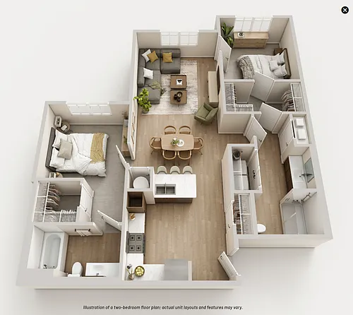 Floor plan 2 Bedroom 2 Bath