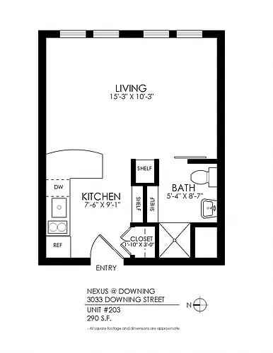 Floor plan Studio, 1 Bathroom