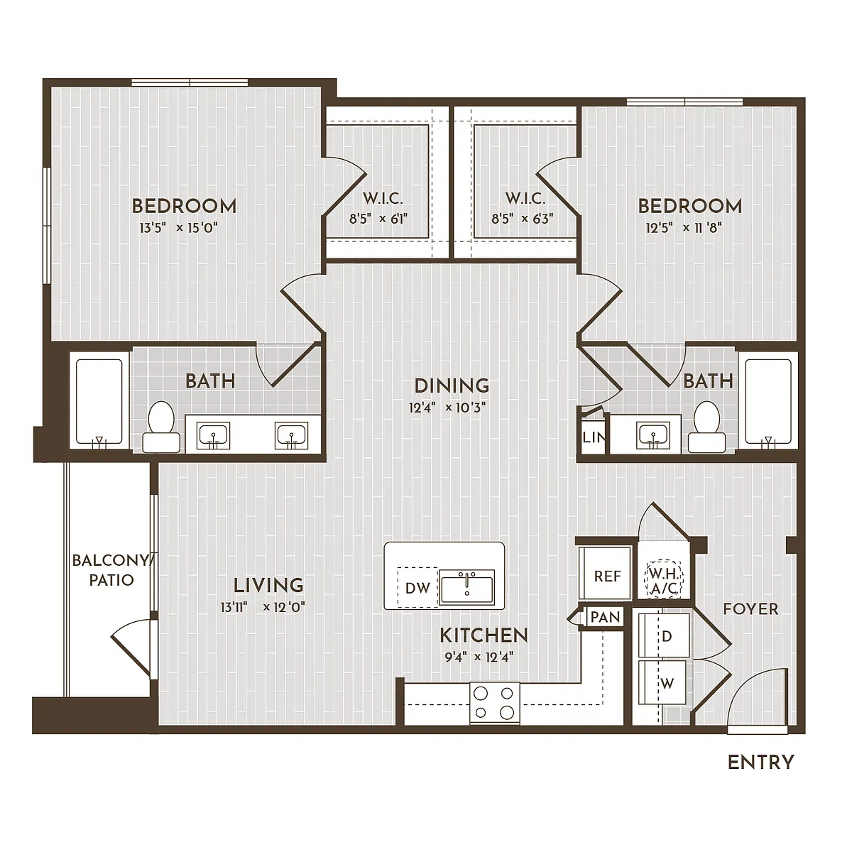 Floor plan 2BR 2BA (1209 SF)
