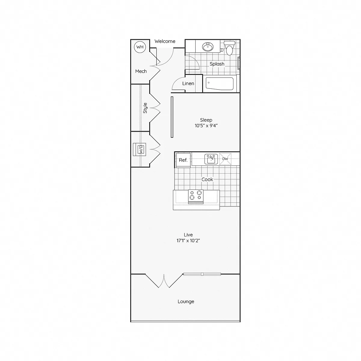 Floor plan 1 Bed 1 Bath