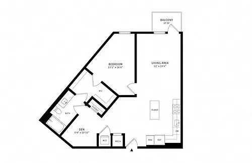 Floor plan 1B Den w/ Balcony